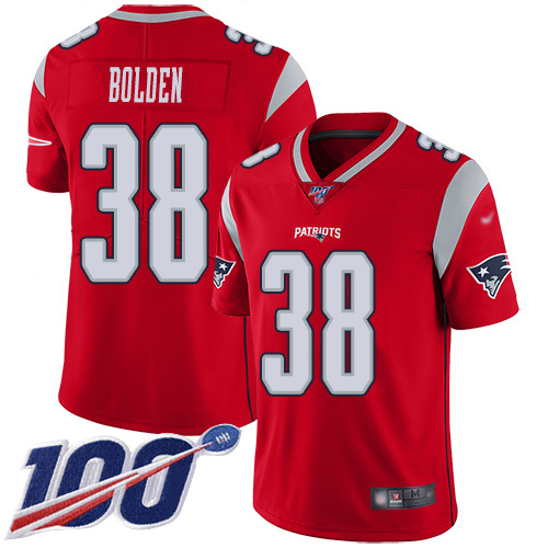 New England Patriots Football #38 100th Season Inverted Limited Red Men Brandon Bolden NFL Jersey